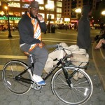 Suave the Poet on the bike he stole from Soho Grand Hotel