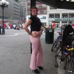 Woman in tight pink pants