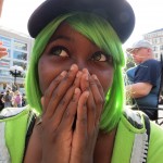 cute girl in green wig