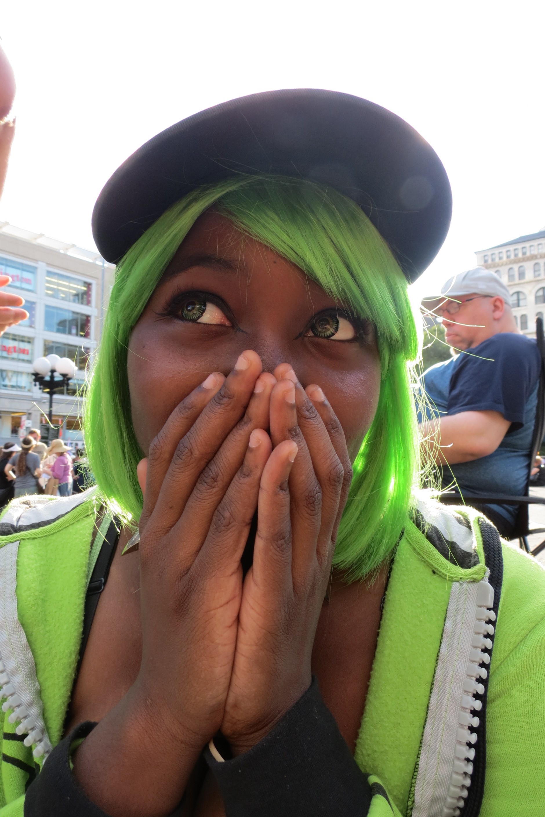 cute girl in green wig