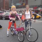 Happy girls on old bikes