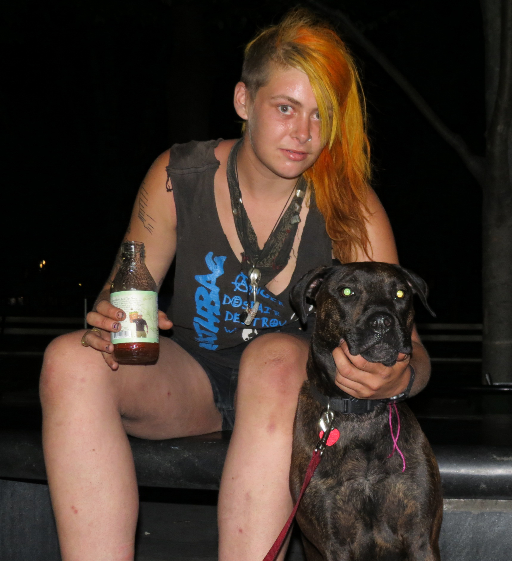 crusty punk girl and her dog