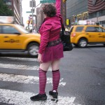 weird woman hailing cab
