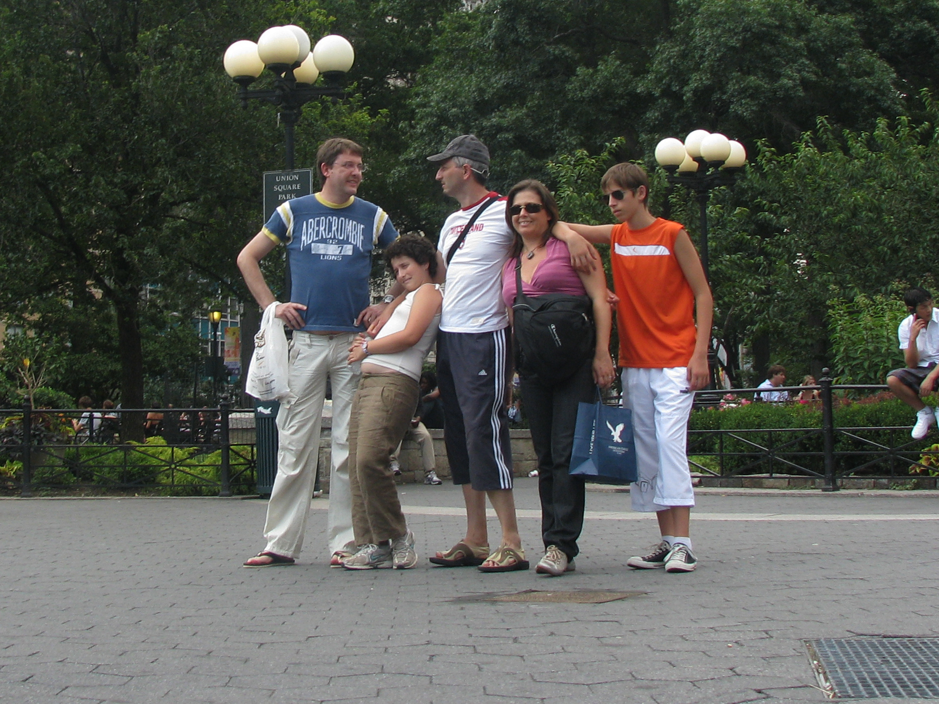 Tourist family pose for picture