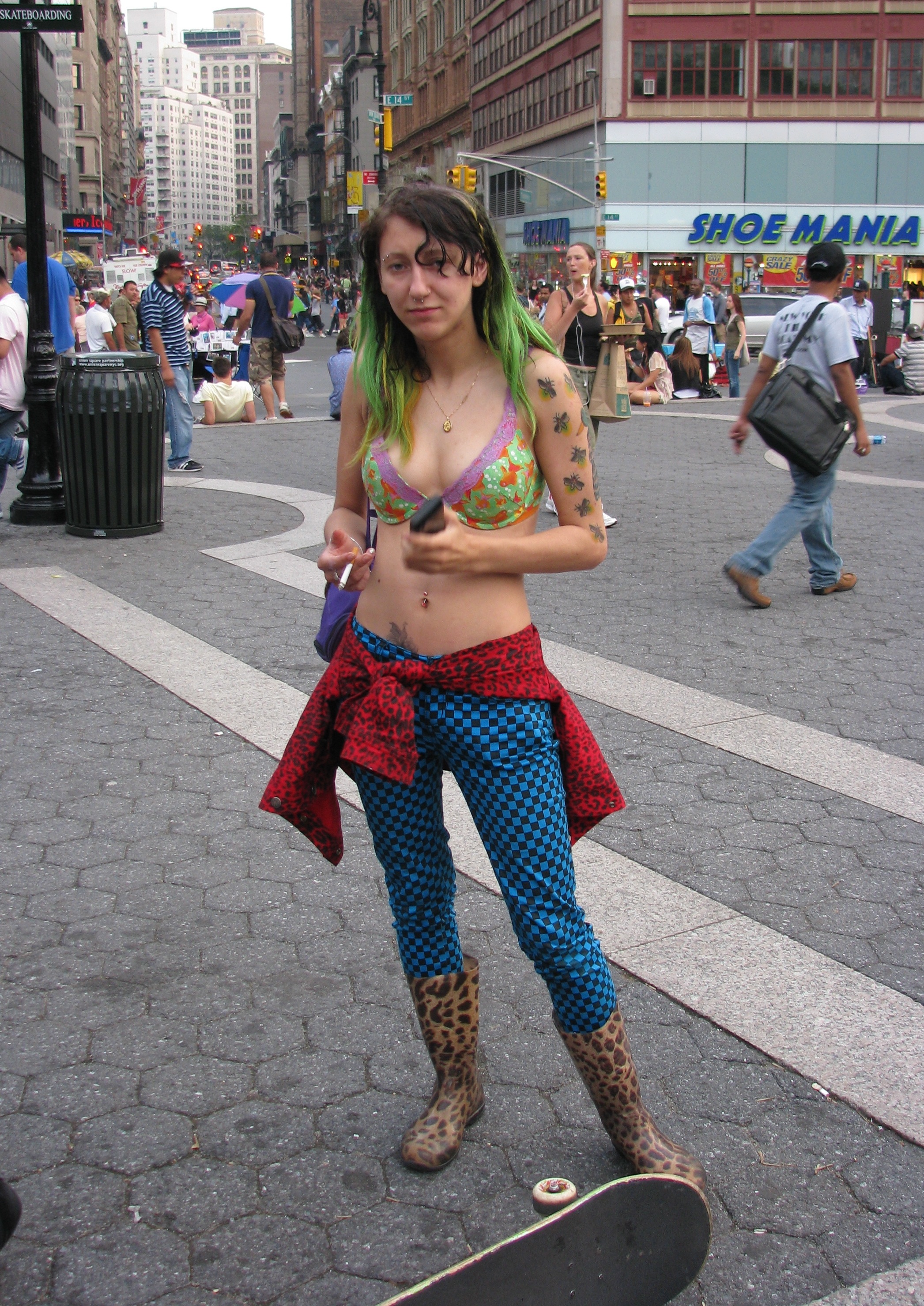 punk girl in colorful bra