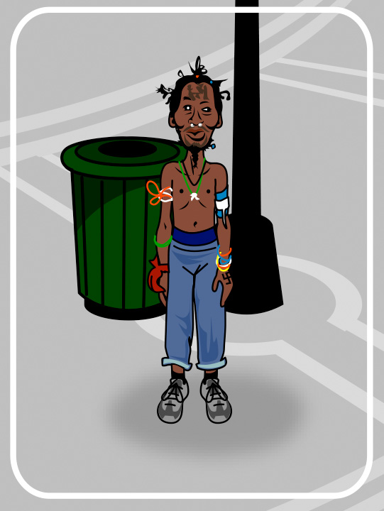 homeless black man cartoon