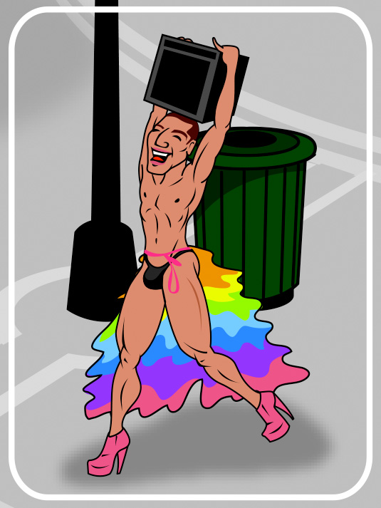 cartoon of happy gay man