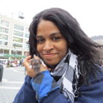 homeless black girl with a rat