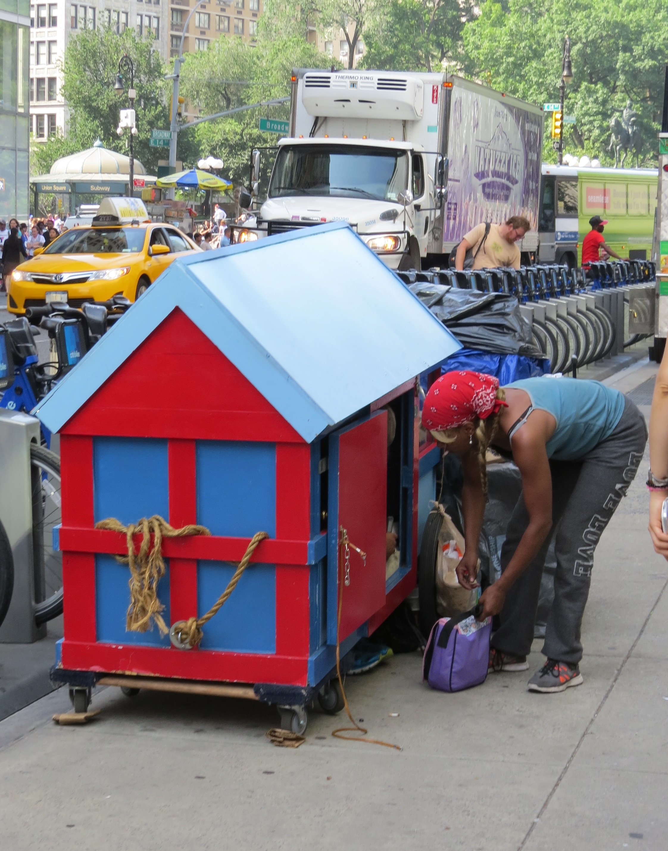 Wagon house being used by "homeless" as shelter in nyc